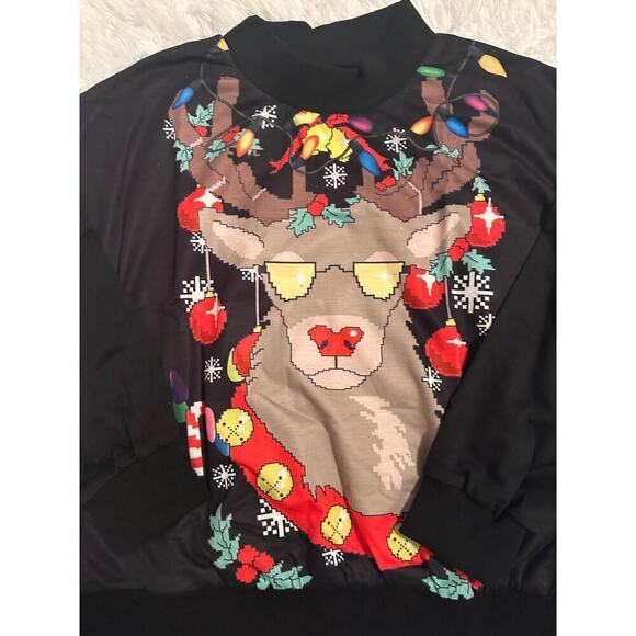 NWOT Size S Reindeer Graphic Long Sleeve Ugly Christmas Sweatshirt Holiday - Picture 4 of 5